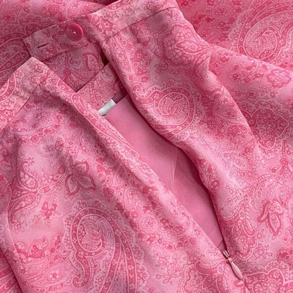 Vintage Talbots Silk Skirt Size 8 P NEW Paisley Pink‎ No Slit Y2K Fairy - Picture 7 of 8